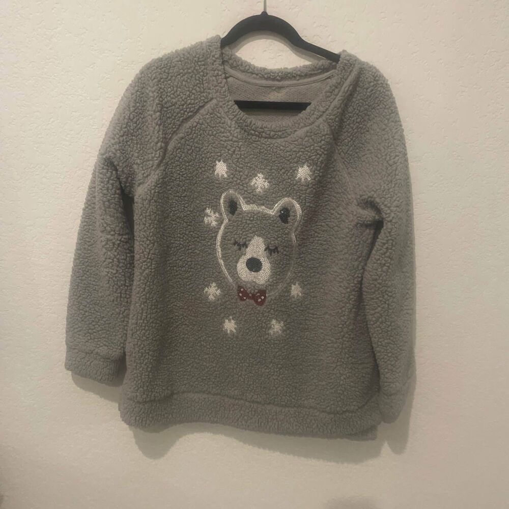Faded Glory Gray Sherpa Sequined Pullover
No Tags